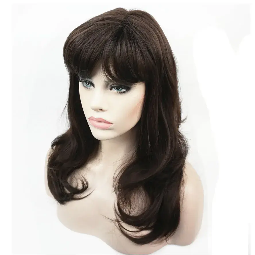 StrongBeauty Women's Wig Synthesis Long Wavy Natural Hair Dark Brown Full Wigs