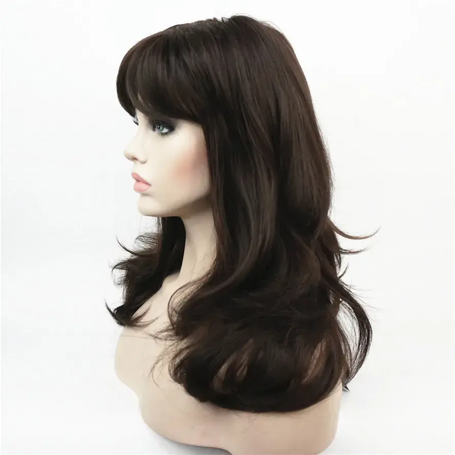 StrongBeauty Women's Wig Synthesis Long Wavy Natural Hair Dark Brown Full Wigs