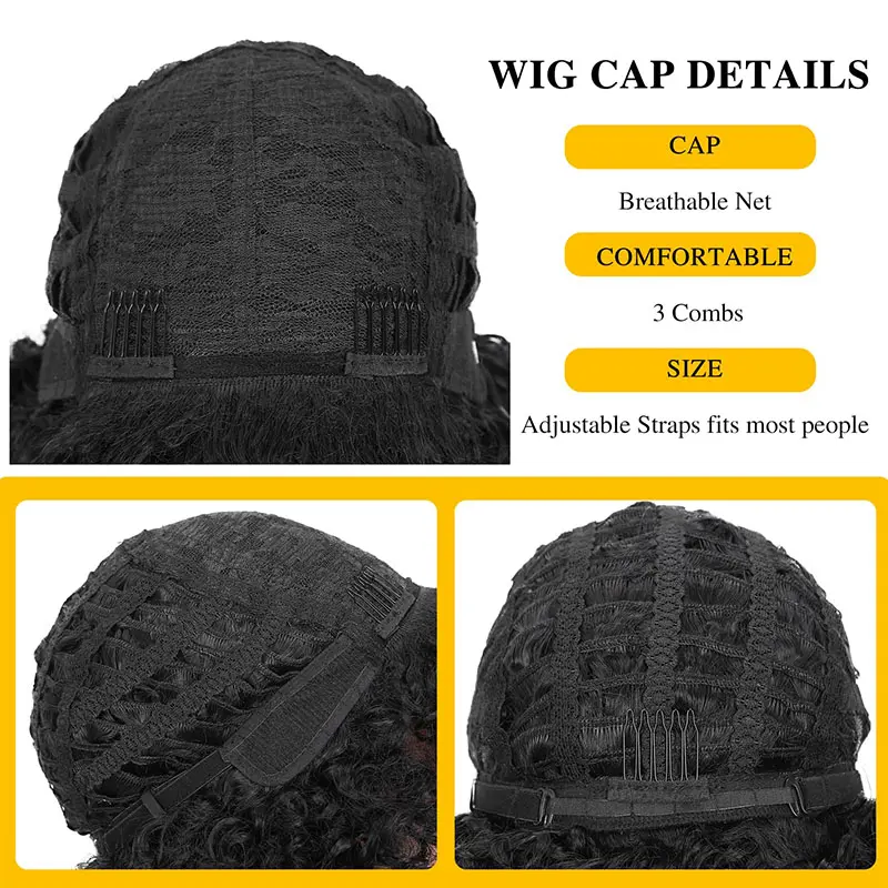 Curly Synthetic Wigs For Women 28 inches Soft Wavy black Highlight Wigs Heat Resistant  Fiber Wig  for Daily Party