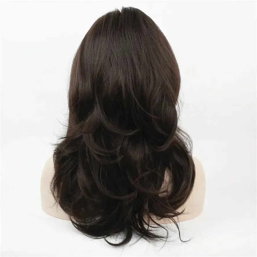 StrongBeauty Women's Wig Synthesis Long Wavy Natural Hair Dark Brown Full Wigs