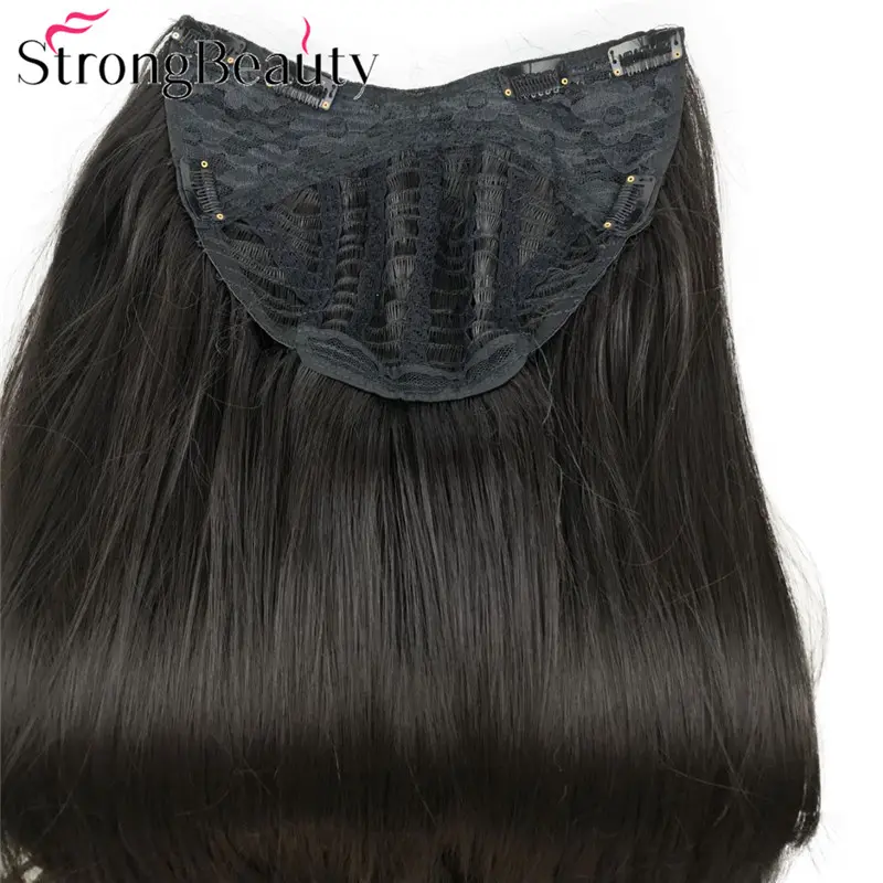 StrongBeauty Long Straight Synthetic 3/4 Wigs Women's Half Wig Black/Brown Hair Heat OK