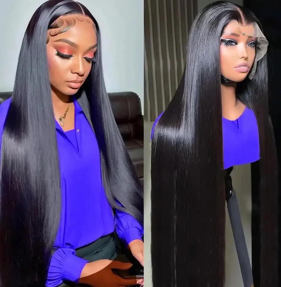 Long Soft Hair Straight Black Color Synthetic 13X4 HD Lace Frontal Wig For Black Women Prepucked With Baby Hair Glueless Wig