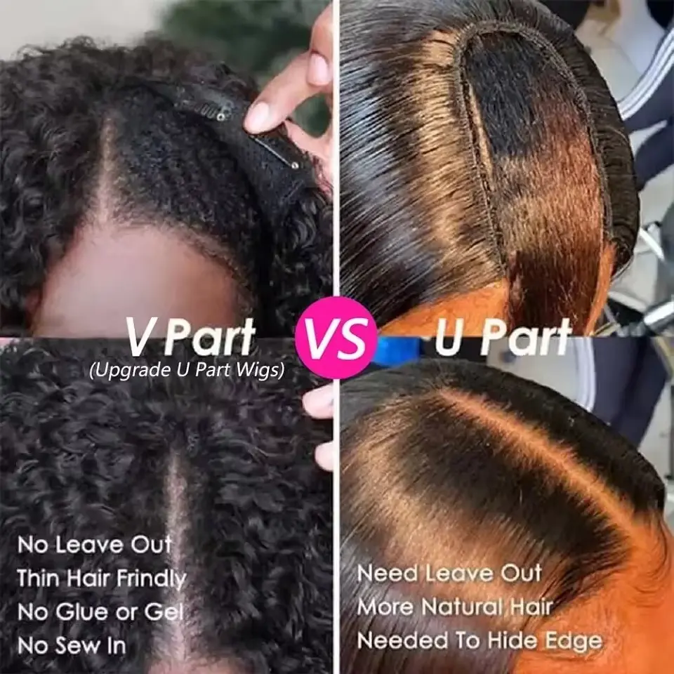 250% Body Wave V Part Wig No Leave Out No Glue Brazilian Remy U Part Human Hair Wave Wigs for Women 16-34 Inch on Clearance Sale