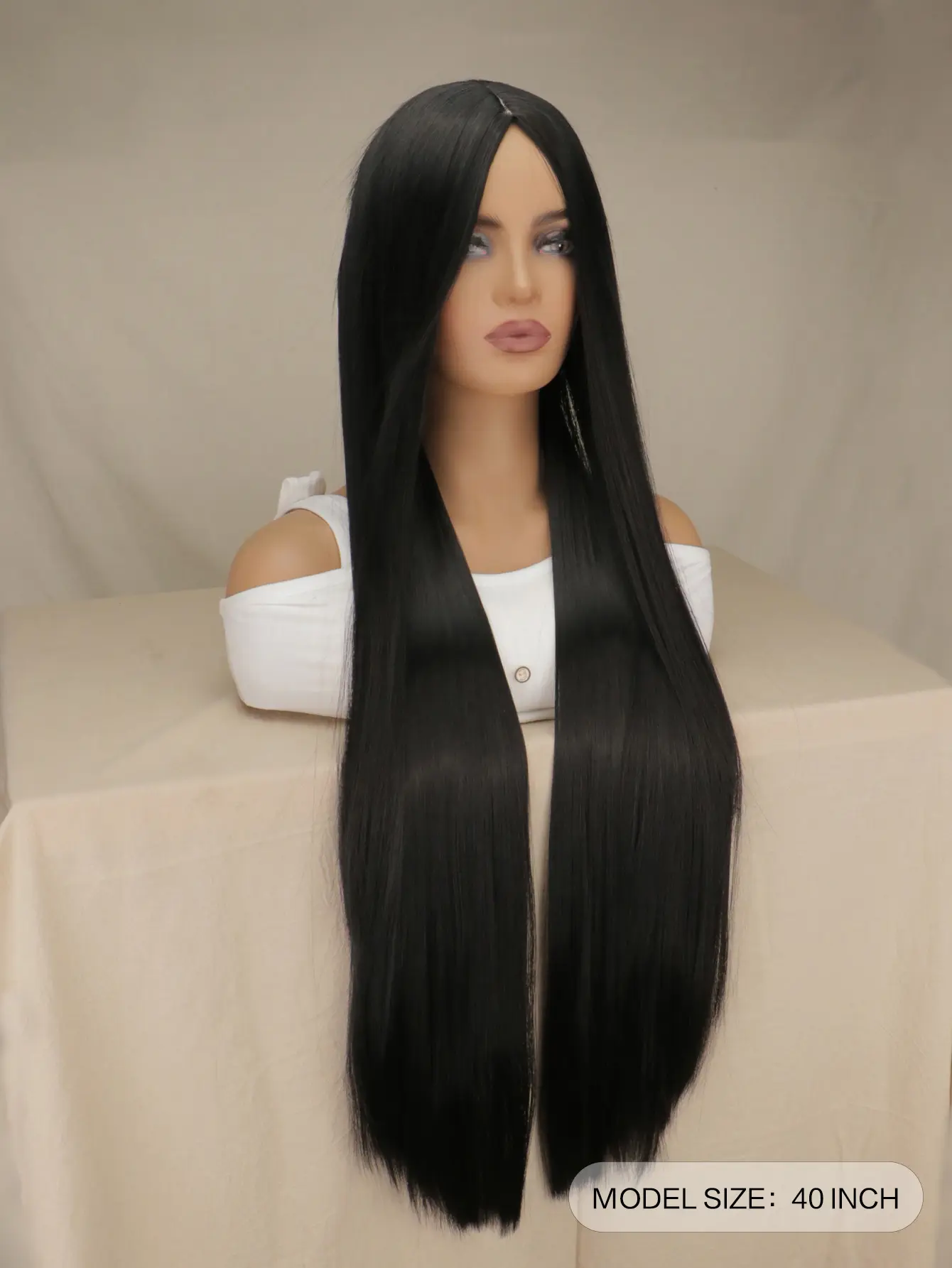 40 Inch /100 cm Straight Synthetic Wig For Women Black Middle Peluca Natural Heat Resistant Hair Wigs Pelucas Costume Party