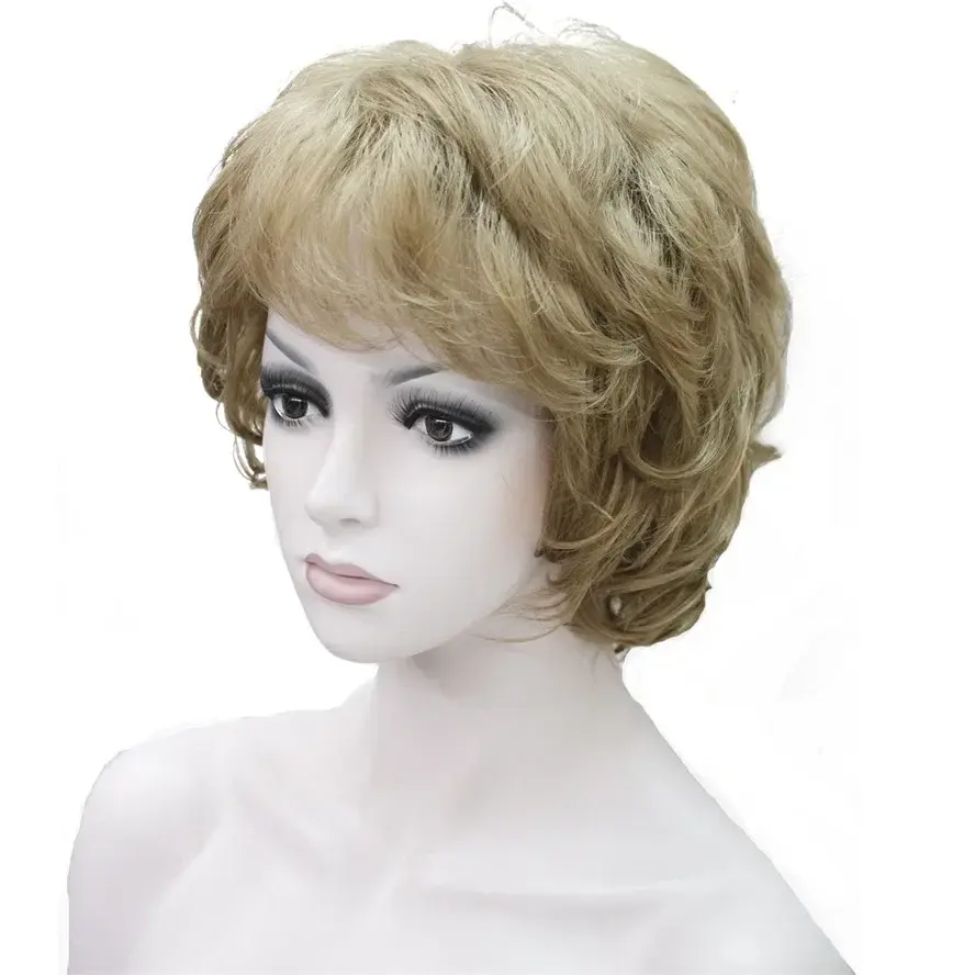 StrongBeauty Women's Wigs Black/Brown Natural Short Curly Hair Synthetic Full Wig 18 Color