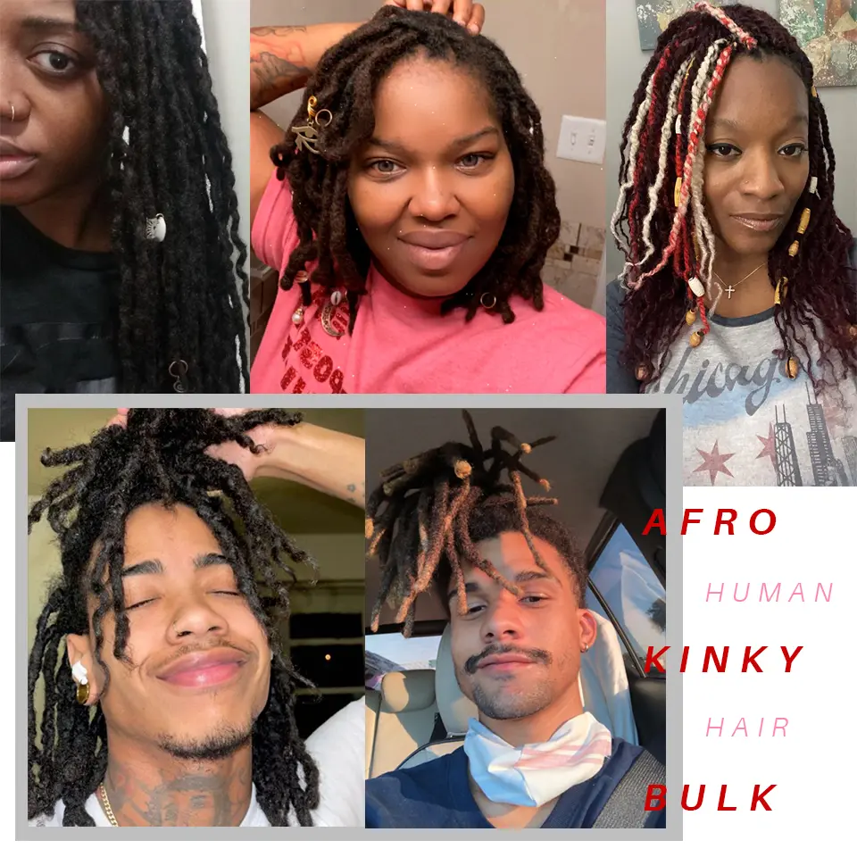 QVR Afro Kinky Bulk Human Hair Colored Remy Brazilian Hair Extensions For Braiding 50g/Pcs Natural Bundles Braids Hair No Weft