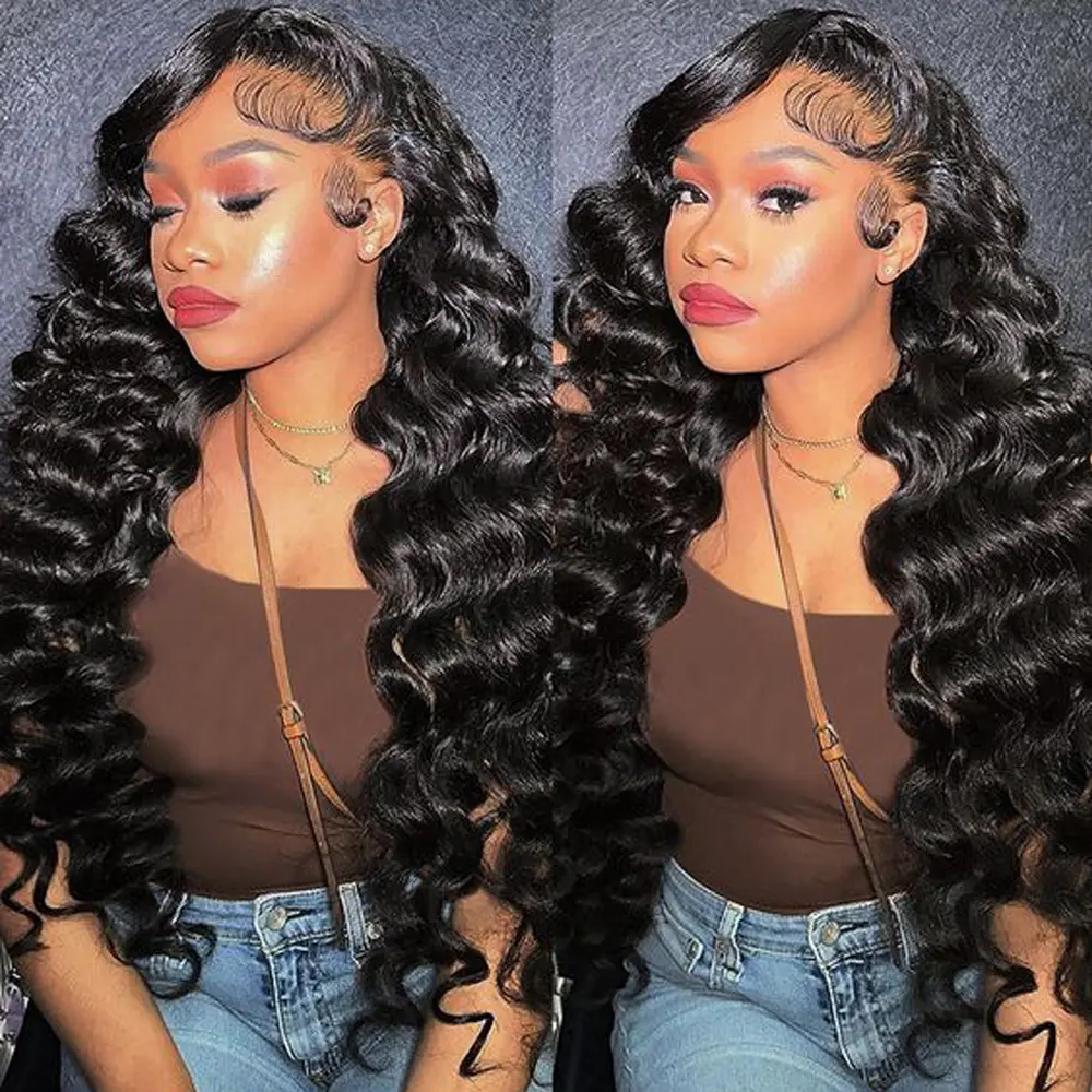 Lace Front Wigs Human Hair Loose Deep Wave Lace Front Wig 13x4 Lace Frontal Loose Wave Wig Human Hair Pre Plucked Wet and Wavy