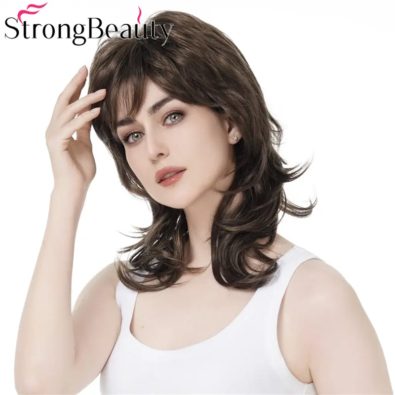 StrongBeauty Natural Synthetic Capless Medium Long Wig Wavy Blonde Wigs For Women 14 Colors