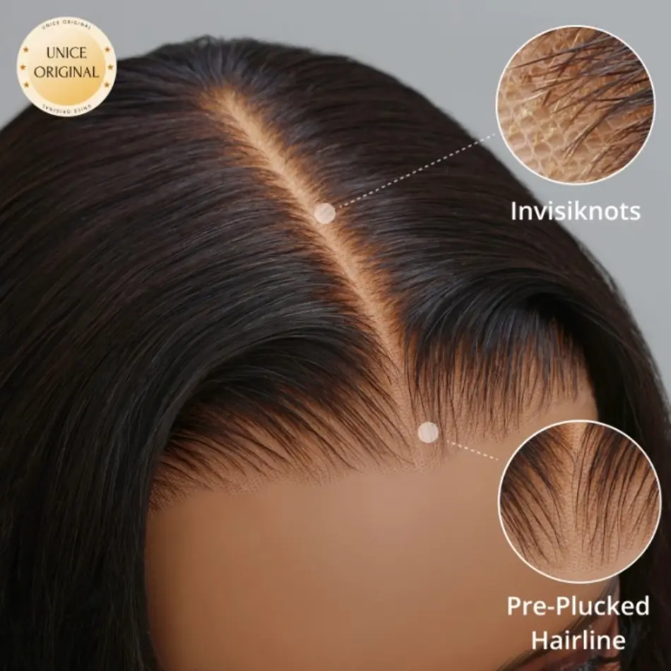 UNice Hair Bye Bye Knots Wig 7x5 Glueless Lace Body Wave Wig for Women Pre Bleached Knots Plucked Hairline Human Hair