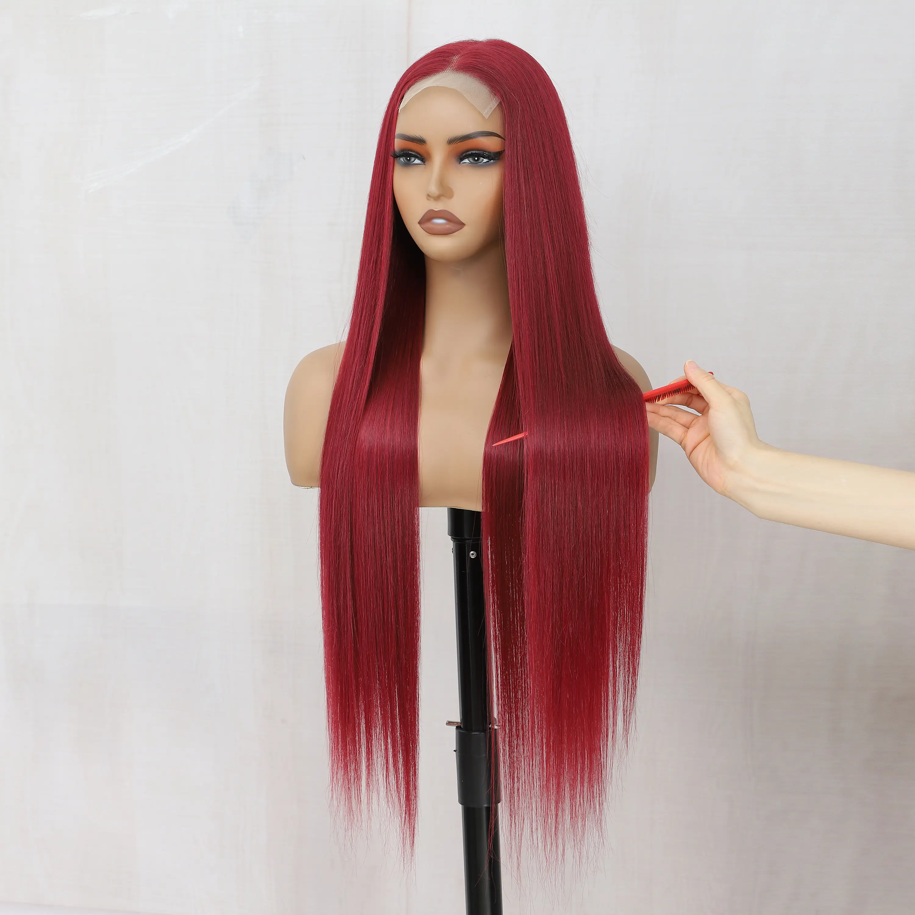 4*4 Lace Front Wigs Straight Wigs With High Quality Natural Black 36 Inches Synthetic Heat Resistant Wigs 250 Density