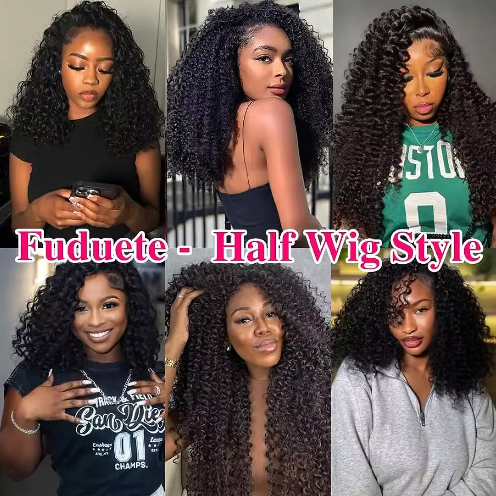 3 IN ONE Half Wigs Human Hair Human Hair Multi Parting Curly Wigs Kinky Curly Wigs Human Hair Cheap Wigs On Clearance Sale