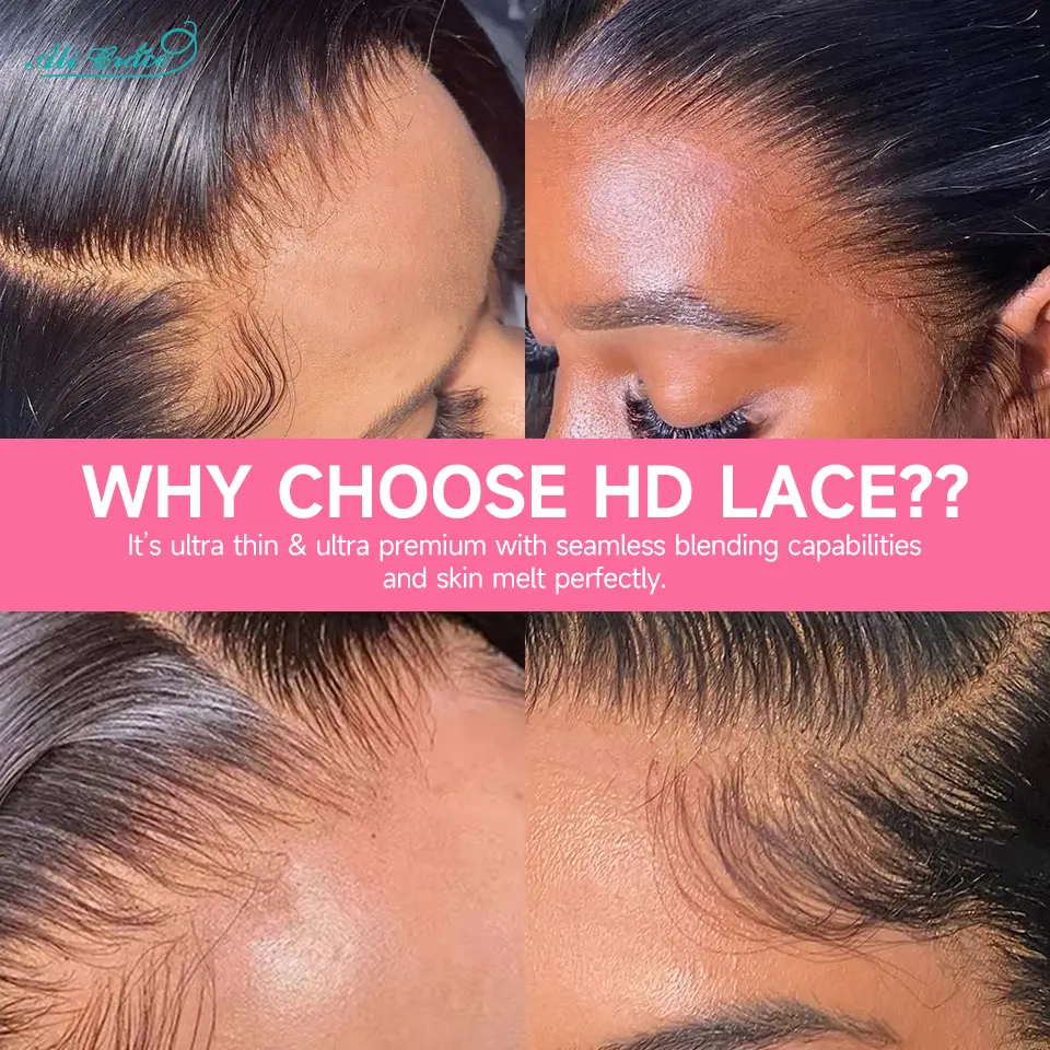 Ali Grace Hair 13x6 Lace Front Wig Straight Hair HD Lace Frontal Human Hair Wigs For Women Pre Plucked Hairline With Baby Hair