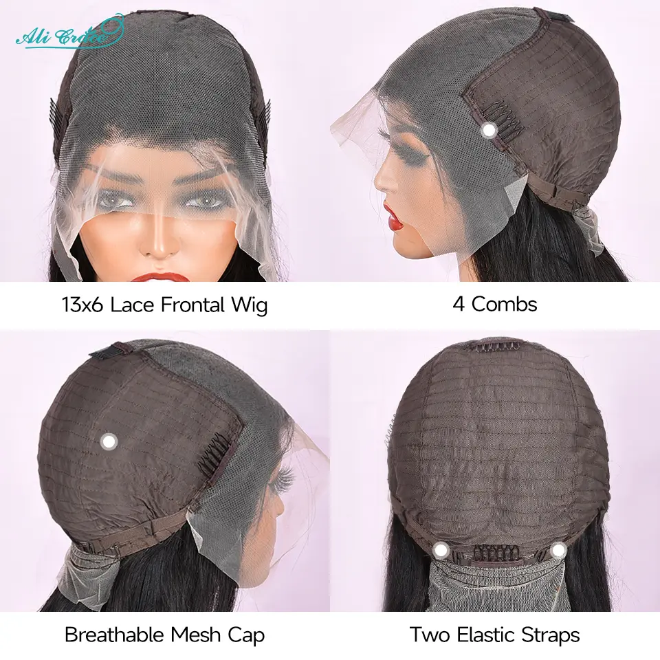 Ali Grace Hair 13x6 Lace Front Wig Straight Hair HD Lace Frontal Human Hair Wigs For Women Pre Plucked Hairline With Baby Hair
