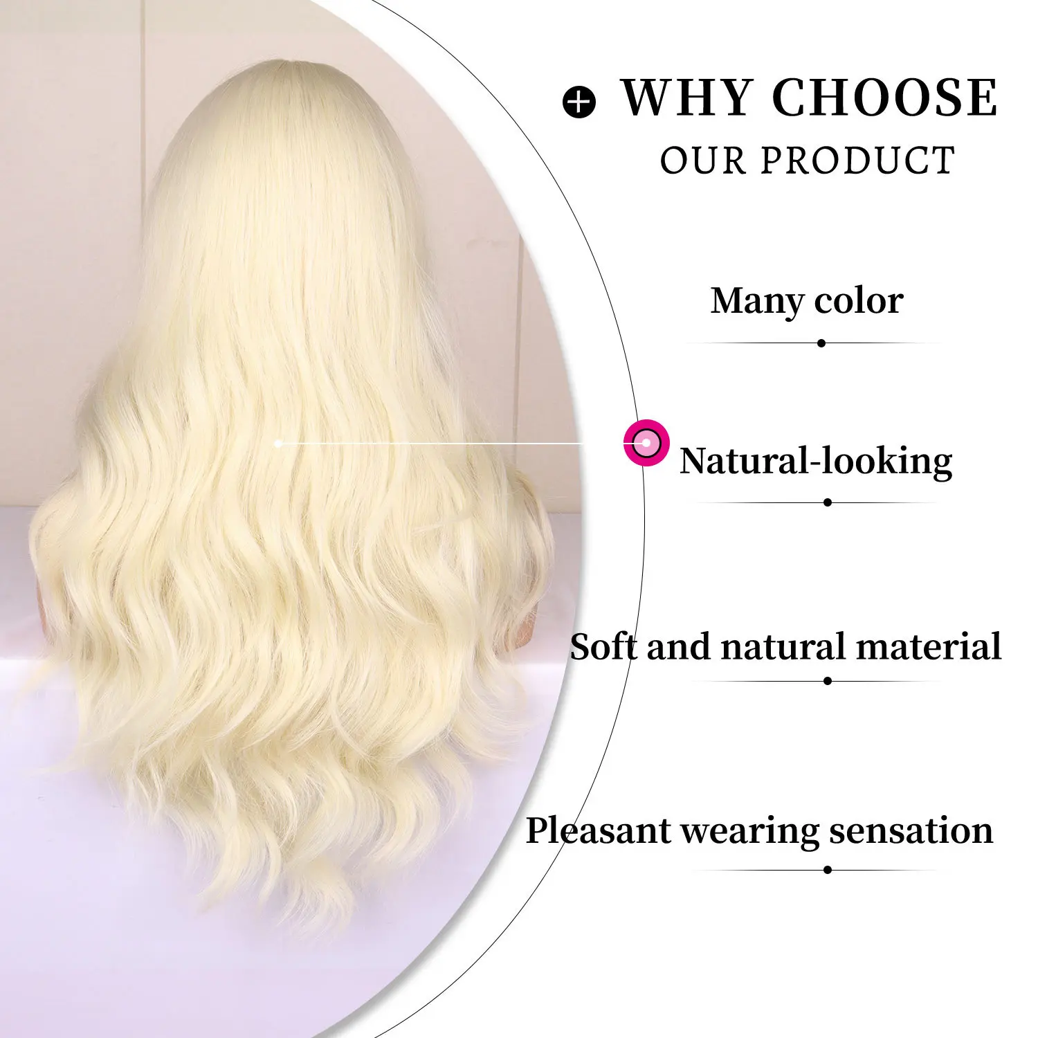 Blonde synthetic wig with straight bangs Ladies Cosplay wig High temperature silk wig set with big waves and long curly hair