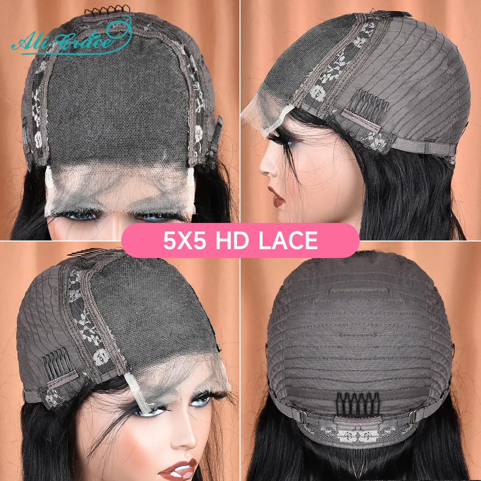 AliGrace 5x5 HD Lace Closure Wigs Straight Remy Human Hair Wigs Pre-Plucked With Baby Hair HD Lace Closure Wigs For Women