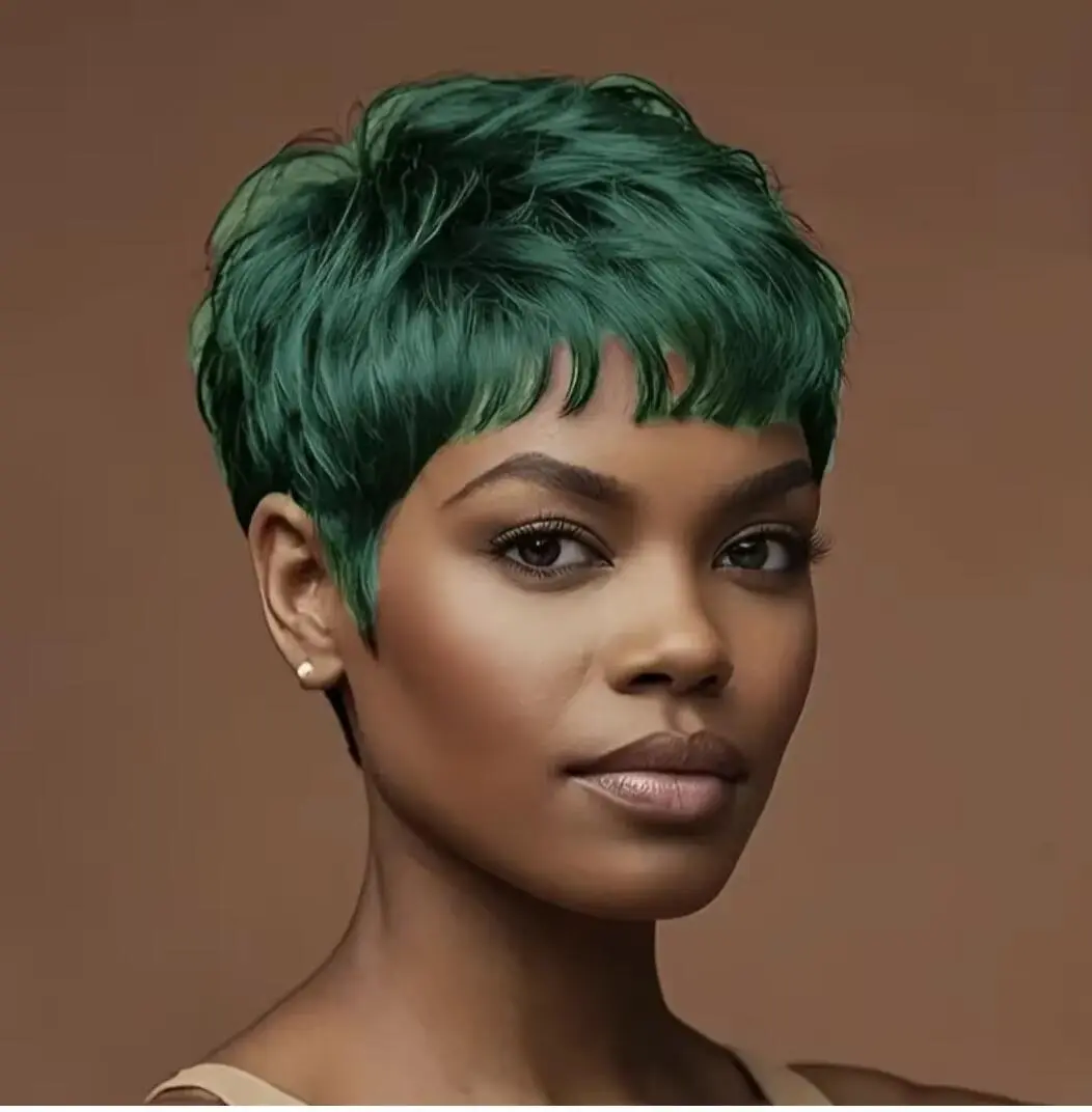 Synthetic short black hair wig Pixie cut wig for Bangs short Fak wig for women party wig short hair