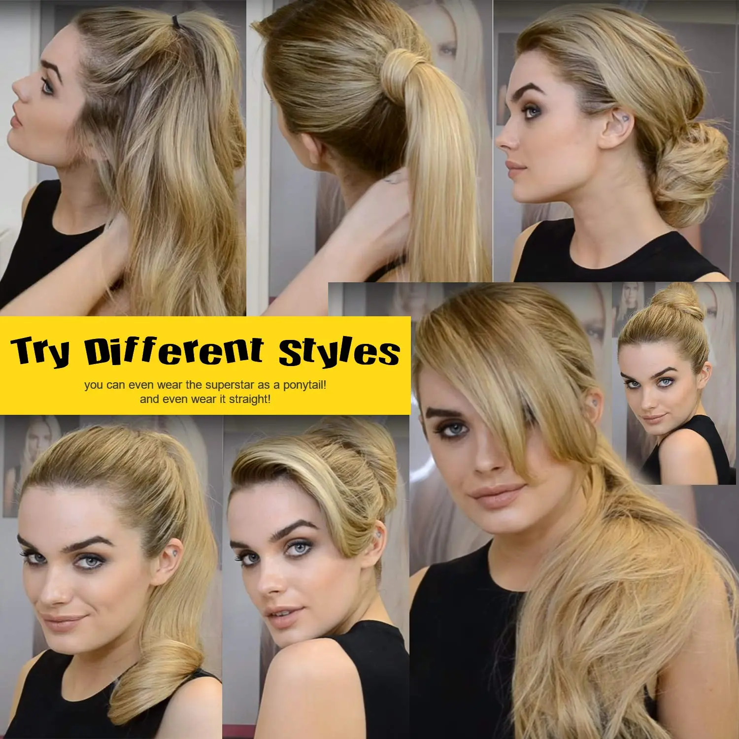 24 Inch Long Wavy Head Tied  3/4 Half Wigs With Clips In, Synthetic Fibers Hair Extension Wigs For Women