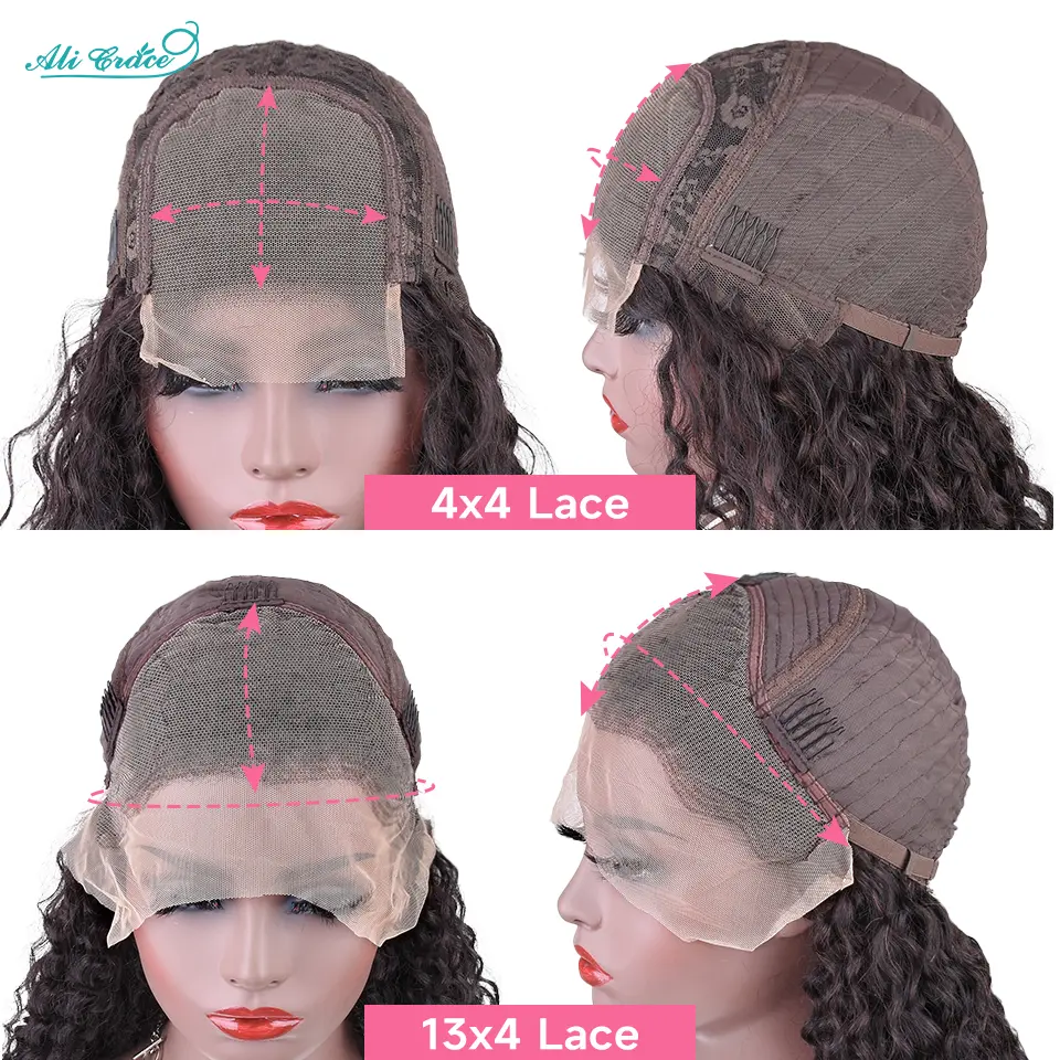 Ali Grace Straight Hair Bob Wigs 4x4 13x4 Lace Front Human Hair Wigs Brazilian Straight Hair Pre-Plucked Blunt Bob Wig Clearance