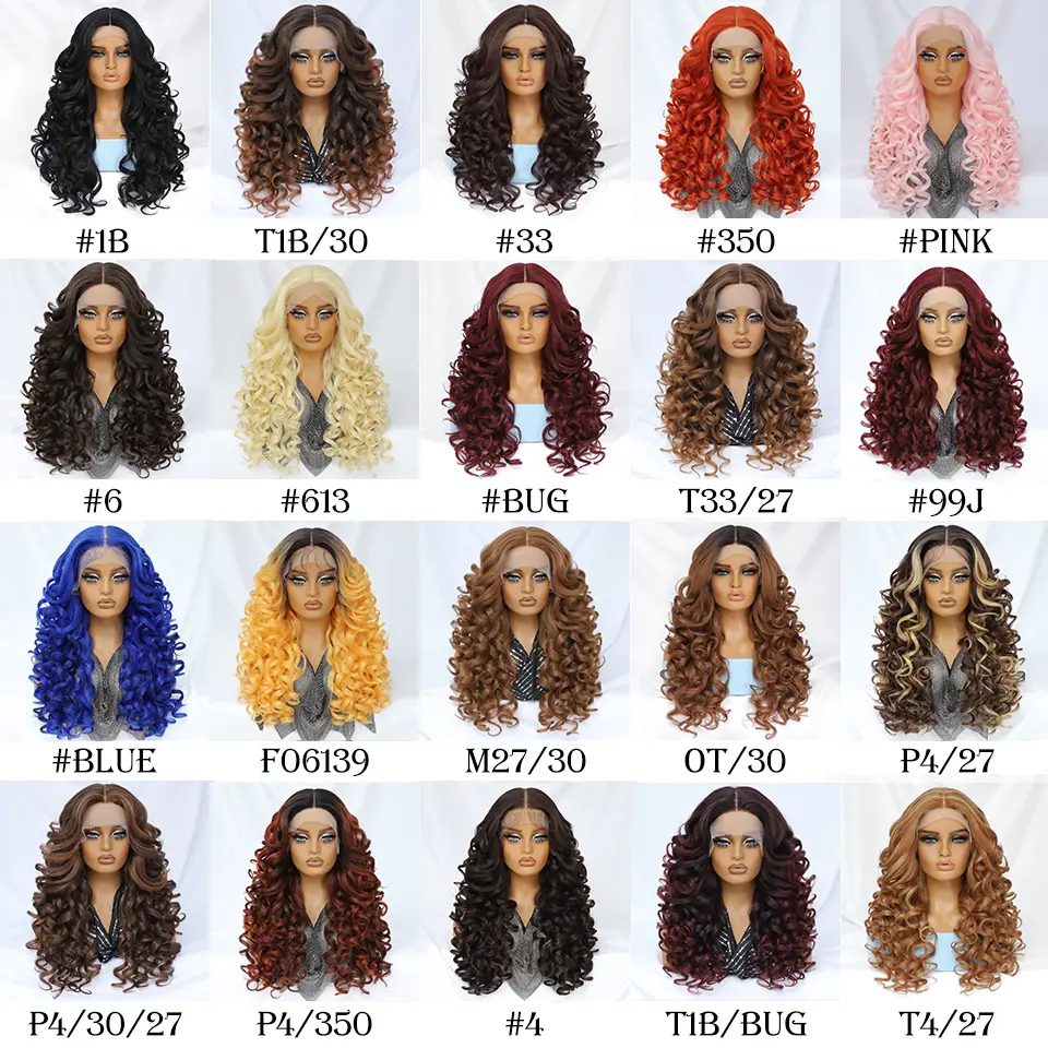 Lace Front Wigs Curly Latisha Synthetic High Quality Blonde Pink Blue Black White Red Brown Wig With Baby Hair For African Women