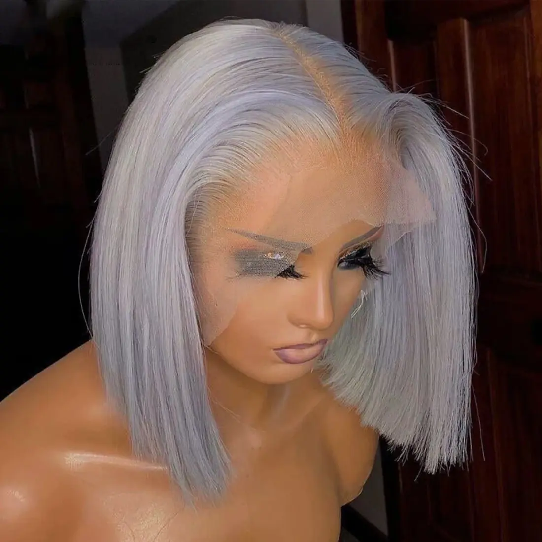 Grey Bob Lace Front Human Hair Wig 13x4 Colored Short Grey Bob Wig Pre Plucked Natural Hairline With Baby Hair
