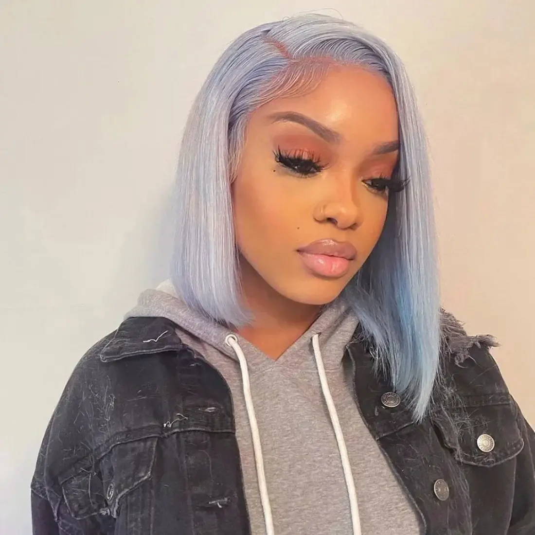 Grey Bob Lace Front Human Hair Wig 13x4 Colored Short Grey Bob Wig Pre Plucked Natural Hairline With Baby Hair