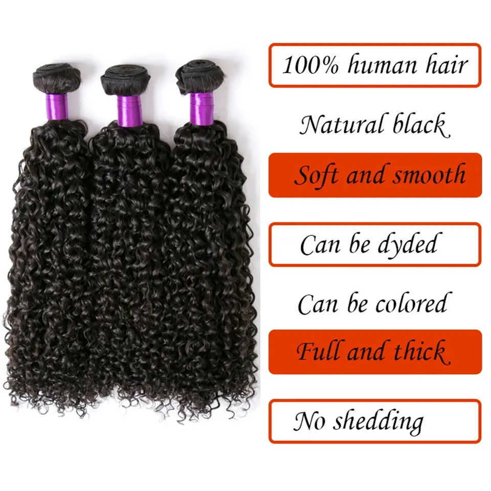 Raw Indian Kinky Curly 3 4 Bundle Deals 100% Remy Human Hair Kinky Curly Bundles 100G 8-40Inch Natural Hair Extension Jerry Curl