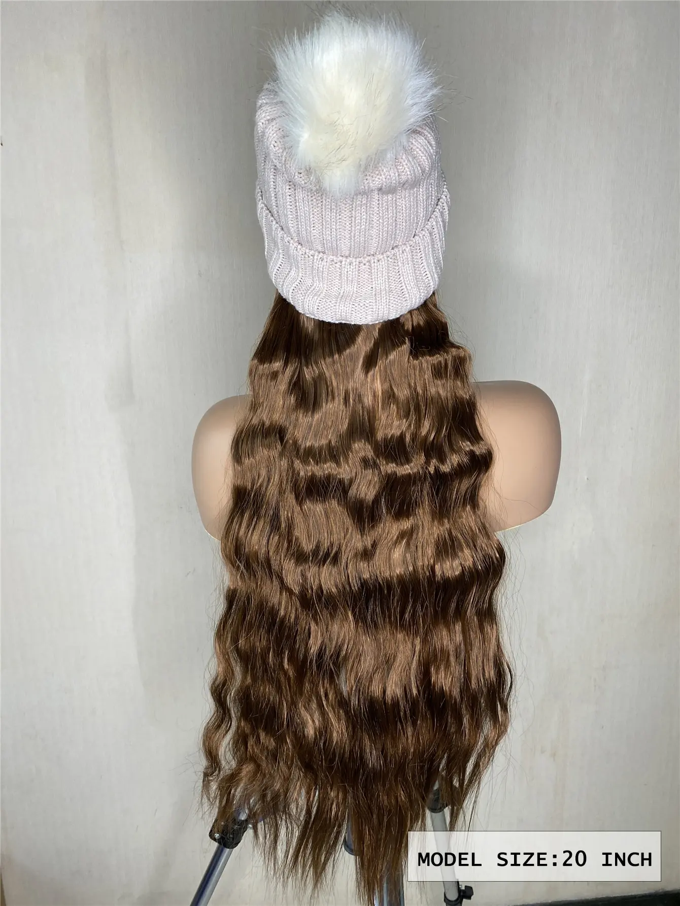 Off White Hat Synthetic Wig Hat With Hair Wigs For Women Long Short Straight Hair Warm Ski Plush Knitted Autumn Winter Cap