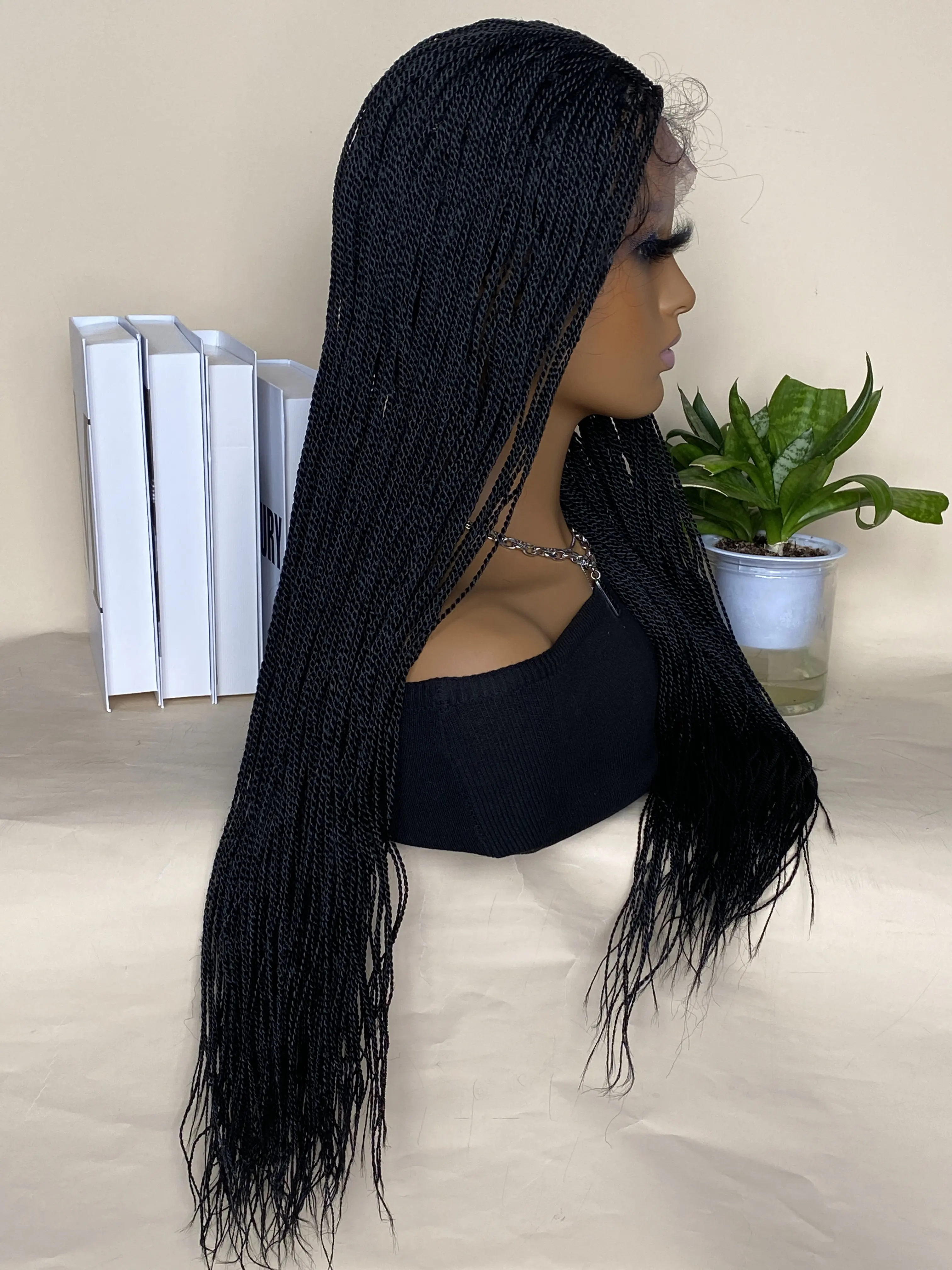 30 Inches Box Braids Synthetic Lace Wig Heat Resistant Fiber Hair Lace Front Braided Wigs for Afro Black Women Cornrow Wigs