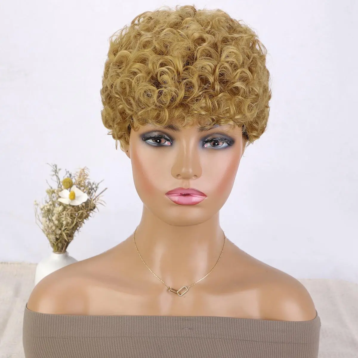 Short Synthetic Kinky Curly Wig Short Blonde Curly Hair Wigs Synthetic Wigs For Black Women Short Curly Afro Wigs For Women
