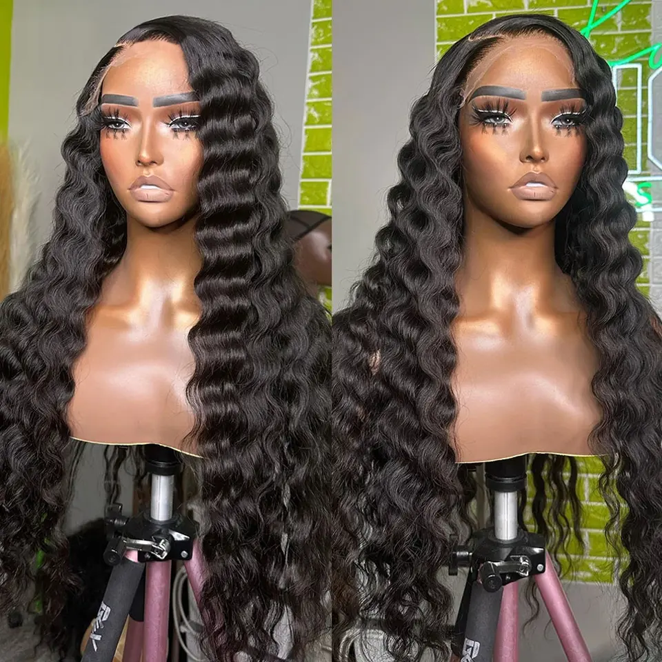 Wowangel 13x6 HD Lace Frontal Wig Loose Deep Wave Wigs Melt Skin 34inch HD Lace Front Human Hair Wig Brazilian Hair Pre Plucked
