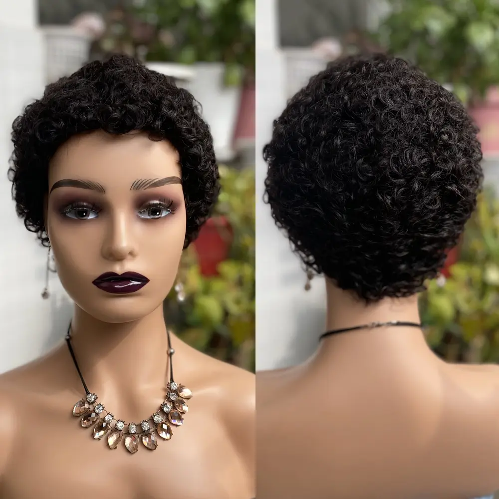 Curly Pixie Cut Wig Human Hair Wig for Women Human Hair Short Wig Human Hair full machine made Wig Layered Machine Made Wig
