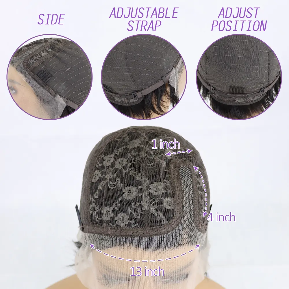 Human Hair Wigs Short Bob Wig T Part Transparent Lace Wig For Women Preplucked Hairline Pixie Cut Wig