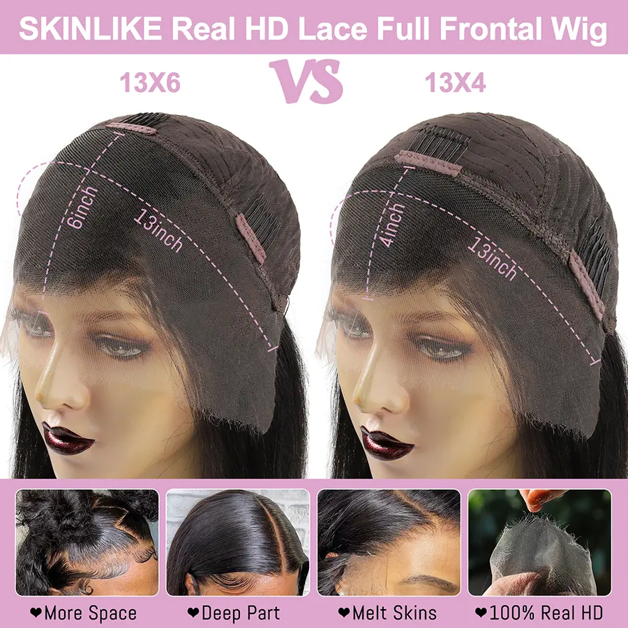 Wowangel 13x6 HD Lace Frontal Wig Loose Deep Wave Wigs Melt Skin 34inch HD Lace Front Human Hair Wig Brazilian Hair Pre Plucked