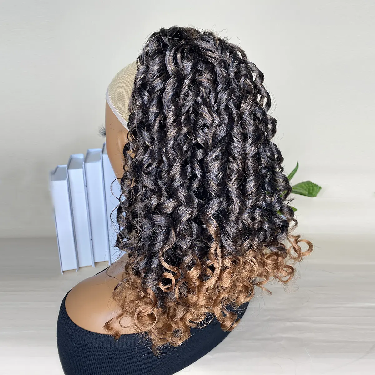 Curly Ponytail Extension for Black Women Drawstring Ponytail Hair Extensions 16 Inch Synthetic Pony Tail Mix Brown Fake Ponytail
