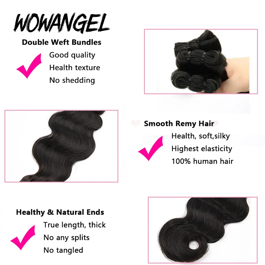 Wow Angel 28 30 inch Body Wave Human Hair Bundles 1/3/4 pieces 10A Brazilian Remy Hair Extensions Single Bundle Virgin Hair