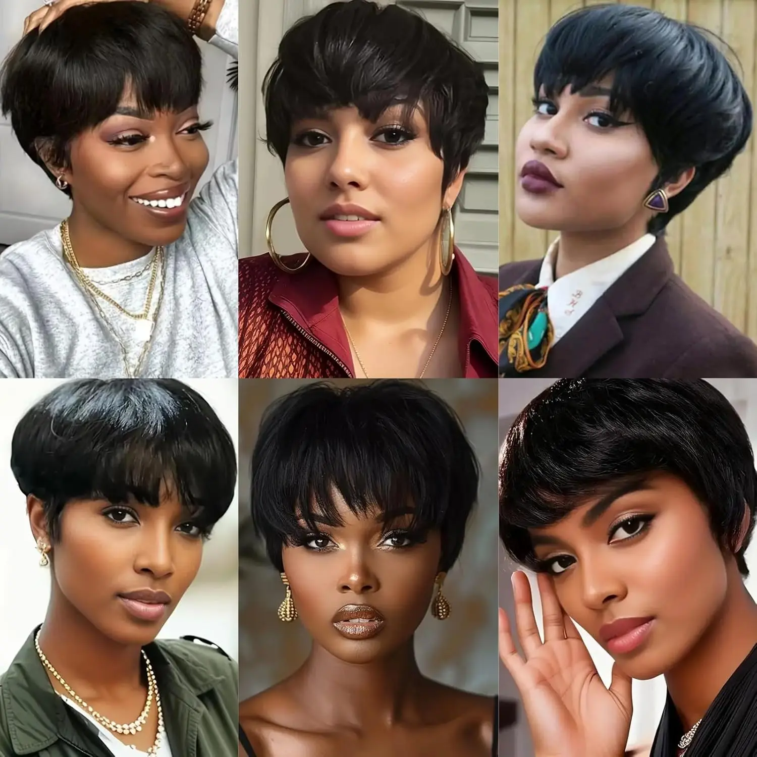 Pixie Cut Wigs 100% Human Hair for Woman, Short Human Hair Pixie Cut Wig full machine made Short Layered Straight Brazili