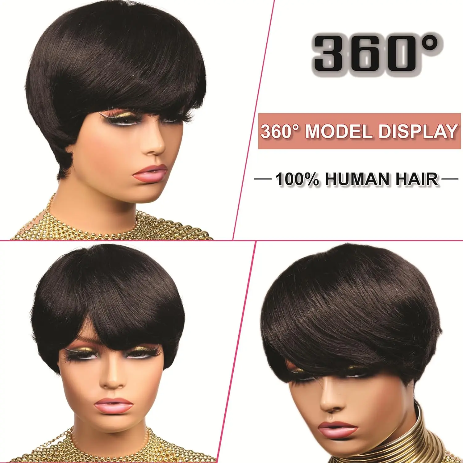 Pixie Cut Wigs 100% Human Hair for Woman, Short Human Hair Pixie Cut Wig full machine made Short Layered Straight Brazili