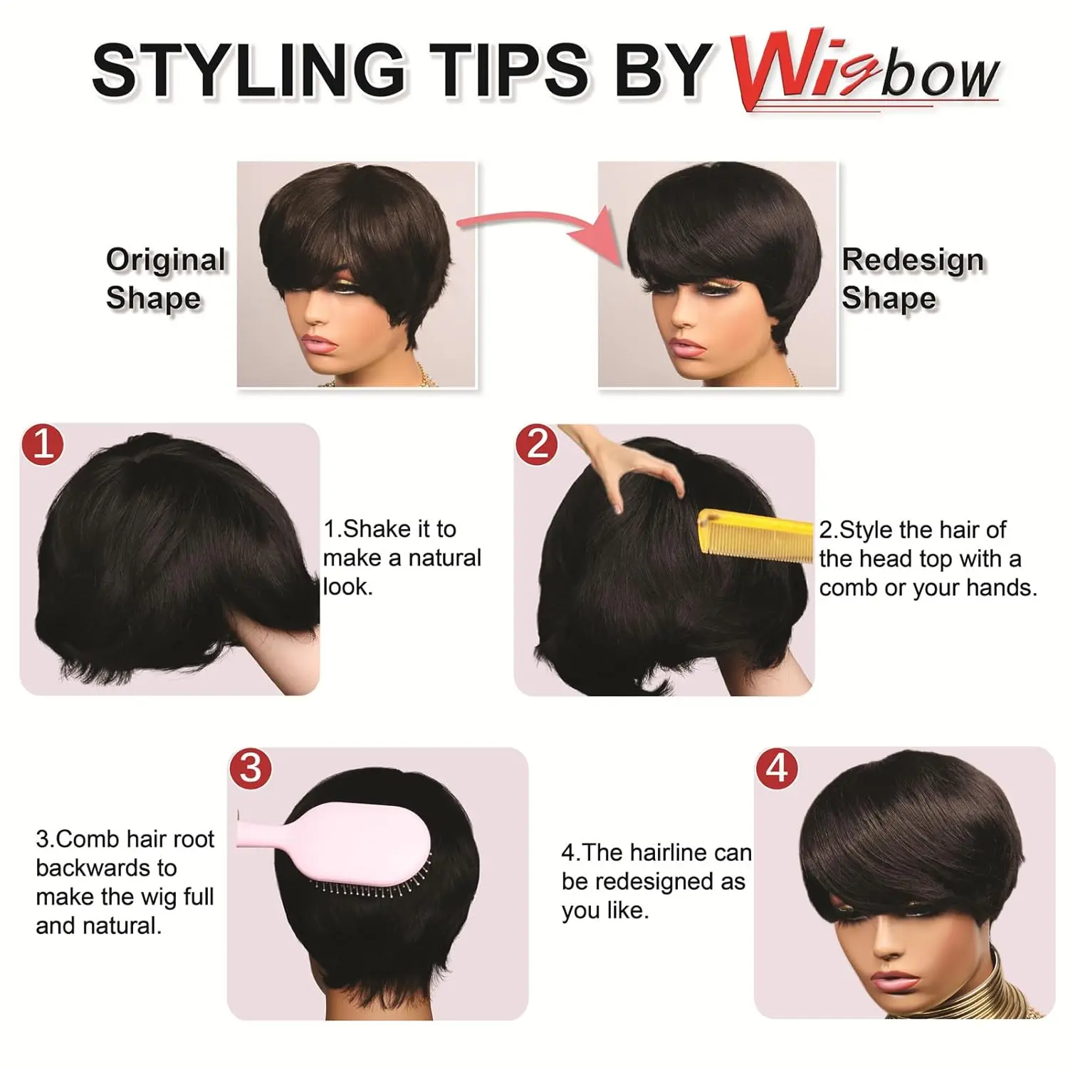 Pixie Cut Wigs 100% Human Hair for Woman, Short Human Hair Pixie Cut Wig full machine made Short Layered Straight Brazili