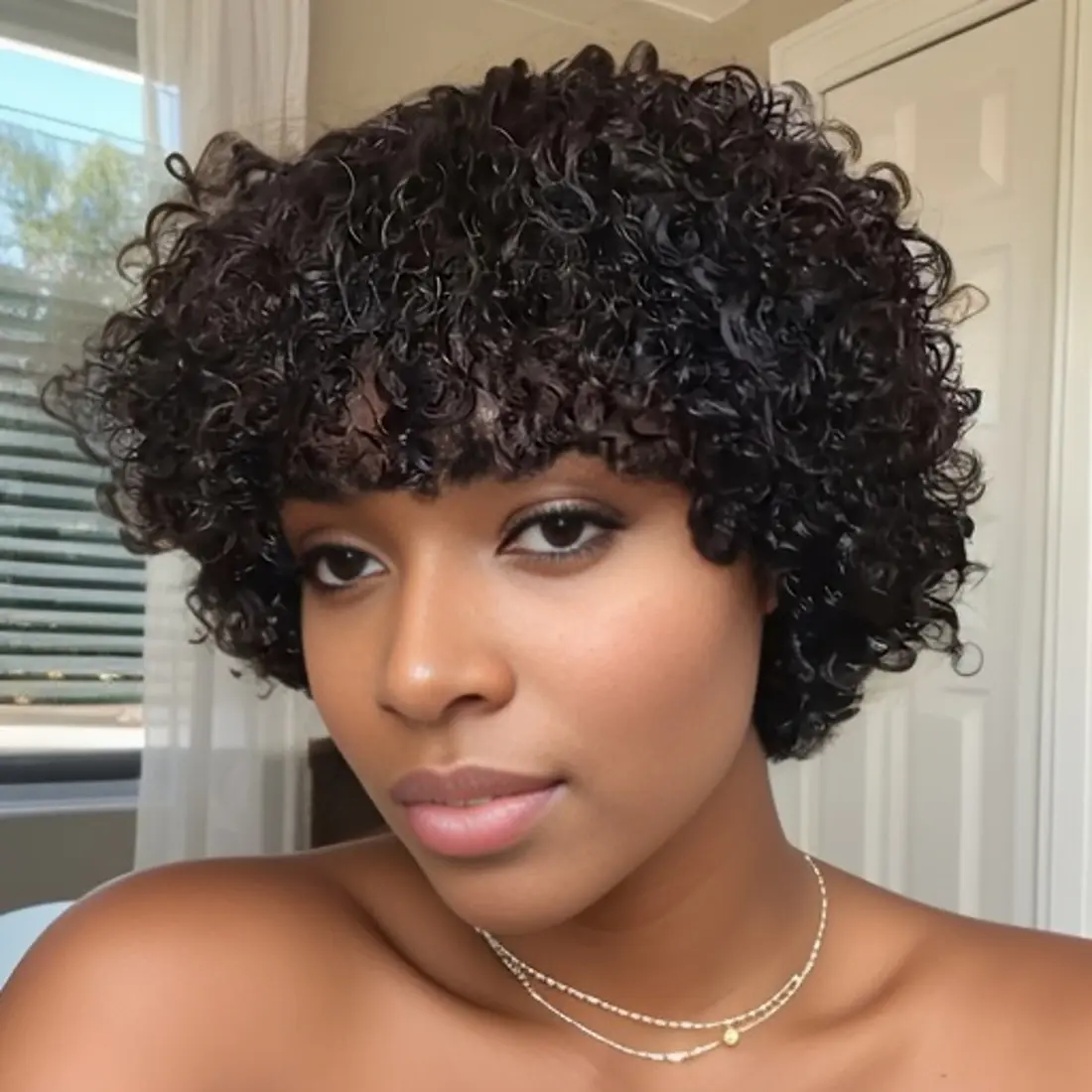 Short Human Hair Wigs Afro Kinky Curly 100% Human Hair Wig for Black Women Machine Made   Wig