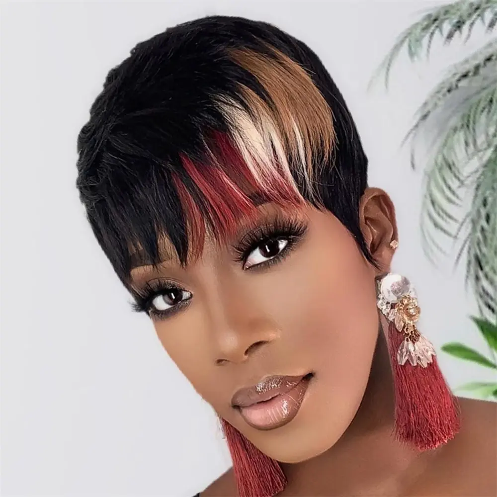 Pixie Cut Wig Human Hair Short Wigs for Women Short Layered Wigs Pixie Hair Styles Full Machine Made Wigs With Bangs