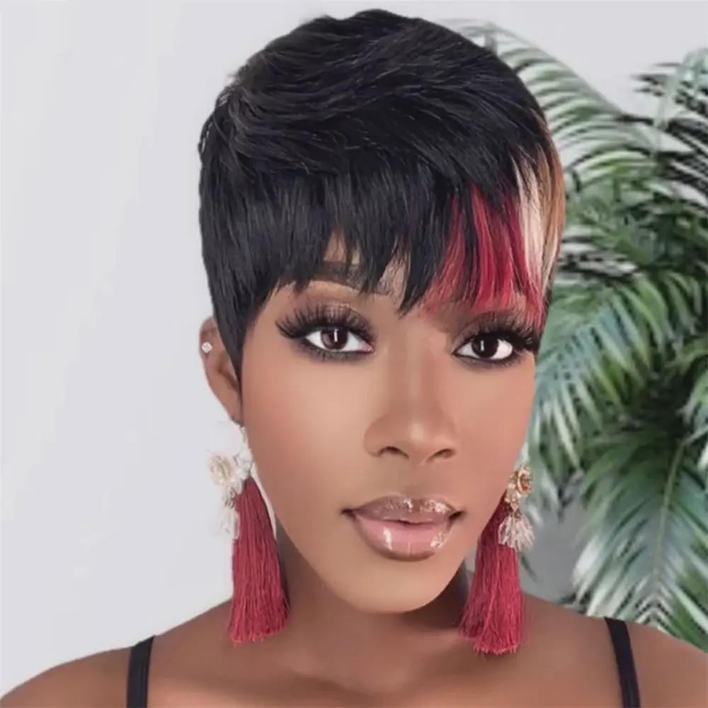 Pixie Cut Wig Human Hair Short Wigs for Women Short Layered Wigs Pixie Hair Styles Full Machine Made Wigs With Bangs