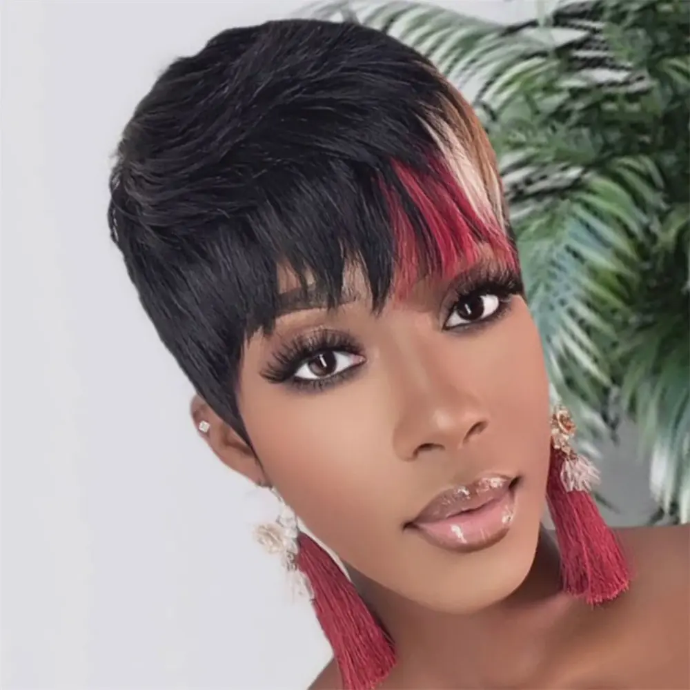 Pixie Cut Wig Human Hair Short Wigs for Women Short Layered Wigs Pixie Hair Styles Full Machine Made Wigs With Bangs