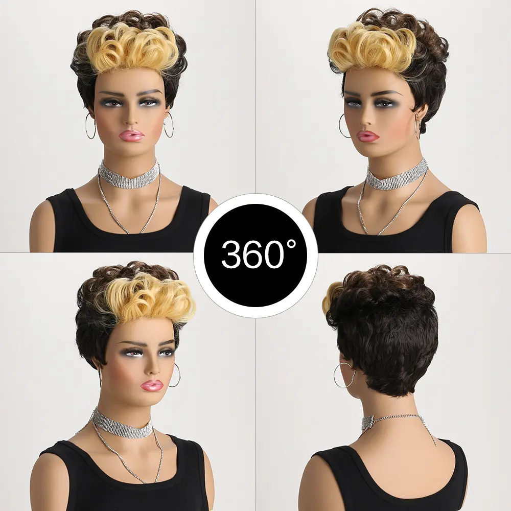 Short Synthetic Wig Short Curly Wig Natural Wigs for Black/White Women Short Pixie Cut Curly Wig Short Hair Styles Wig