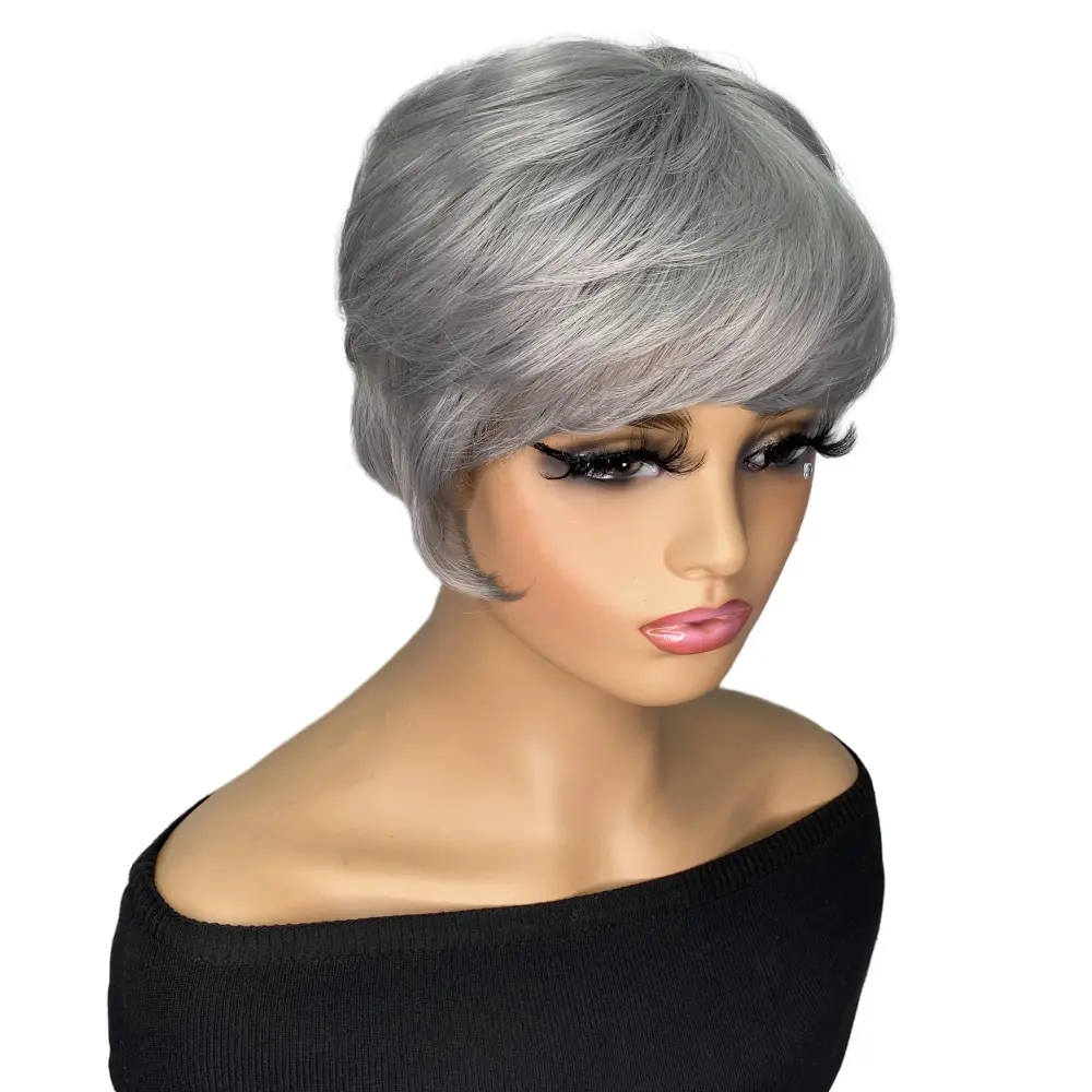 Short Curly Synthetic Wigs for Women Silver Gray Hair Wigs Heat Resistant Fashion Wig for Daily Use