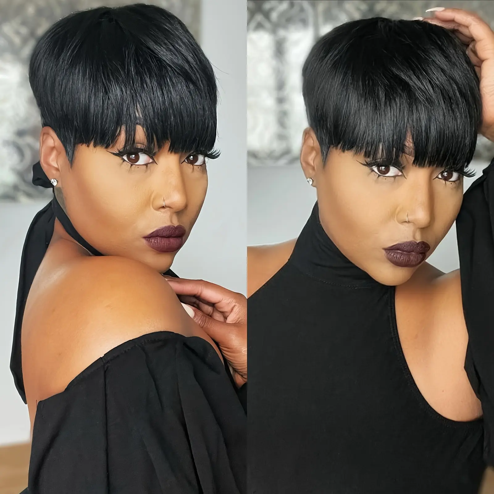 Short Human Hair Wigs For Women Short Straight Pixie Cut Wig  Layered Pixie Wigs For Women Wigs Natural Colou Machine Made