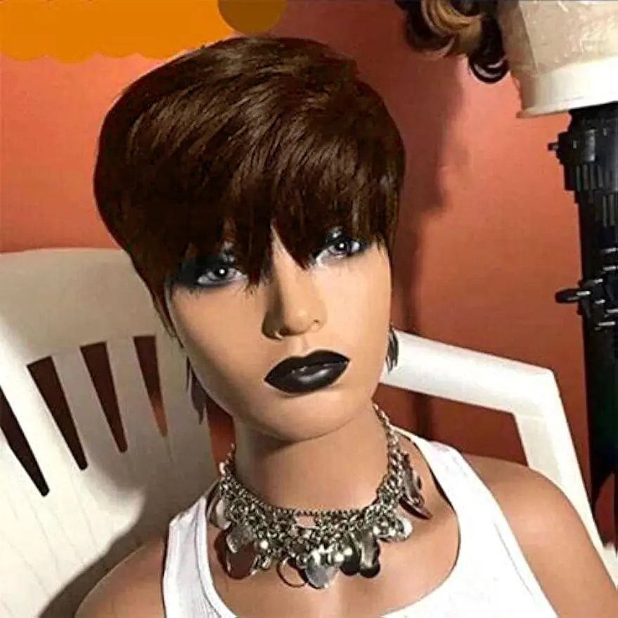 Short Human Hair Wigs For Women Short Straight Pixie Cut Wig  Layered Pixie Wigs For Women Wigs Natural Colou Machine Made