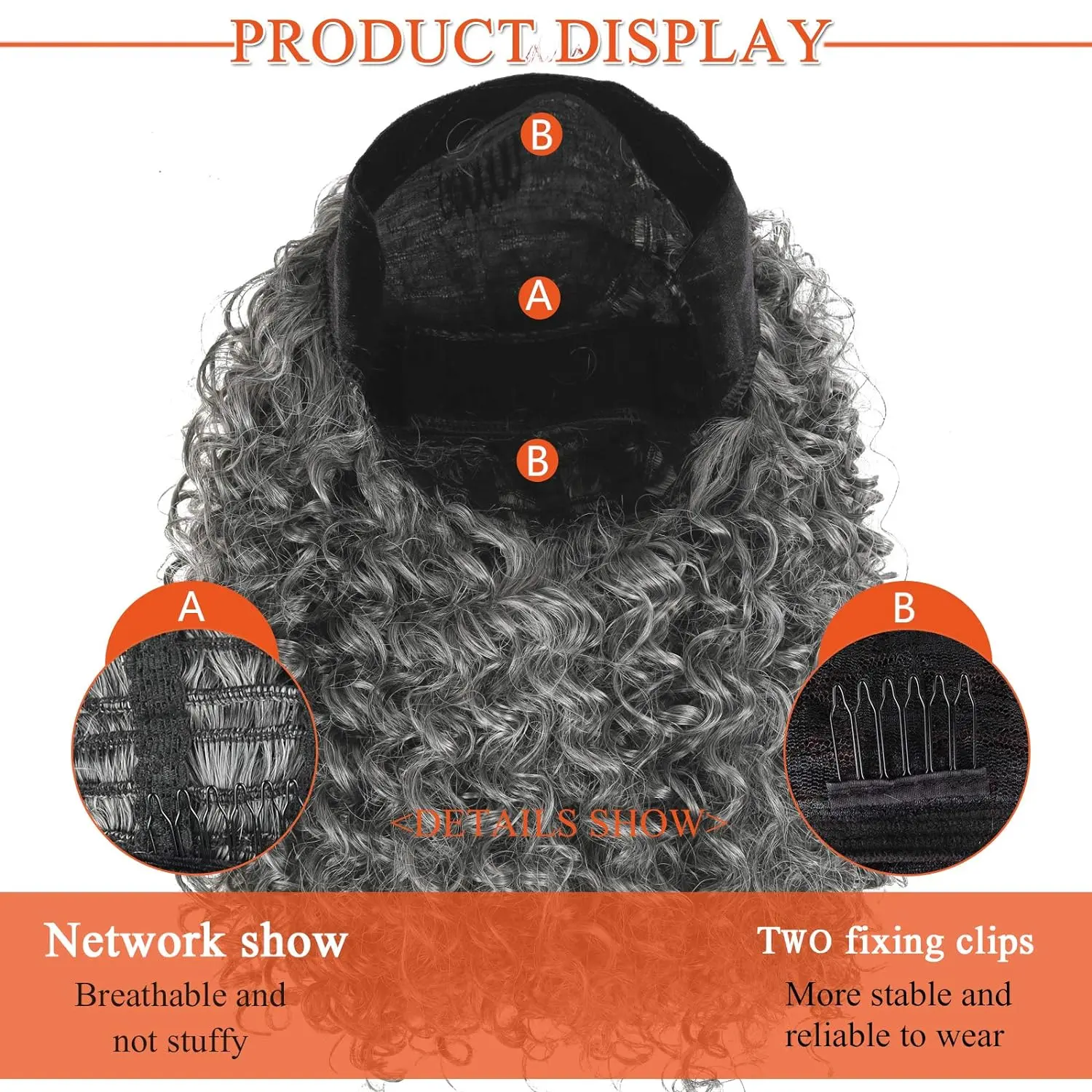 Short Afro Kinky Curly Grey Headband Wigs for Black Women Synthetic Curly Headband Wig Black Headband Wig