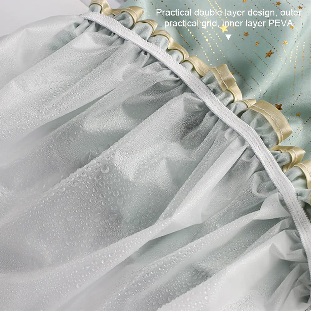 Double-layer Water-proof Shower Cap Antifouling Kitchen Hair Cover Bathroom Bath Hat Elastic Comfortable Design Fashion