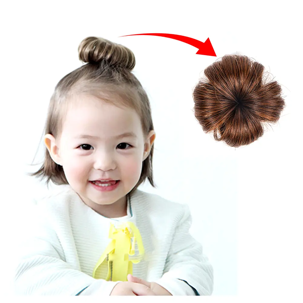 Synthetic Grabbing Meatballs Hair Bag Female Children Girl Chicken Feather Shuttlecock Head Natural Fluffy Wig Hair Accessories