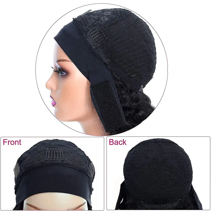 Headband Curly Pixie hair with Wig - short curly human hair, machine made 150% density, suitable for everyday and party